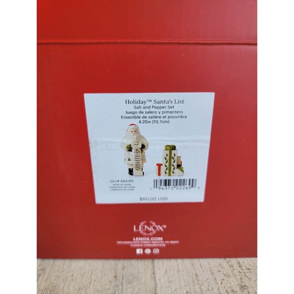 Lenox holiday Santa's list salt pepper set Shaker Xmas‎ decor - Picture 2 of 7
